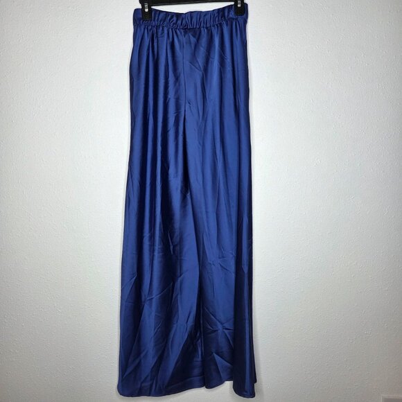 NWT Renee C. Women's Satin Wide Leg Pants - Royal Blue - Picture 2 of 6